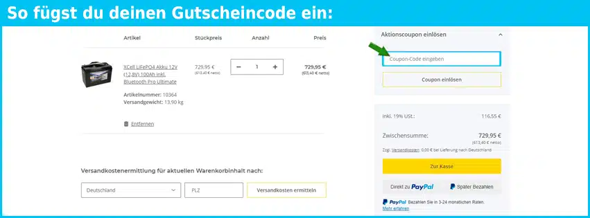 wsb-battery Gutschein einfuegen und sparen blau