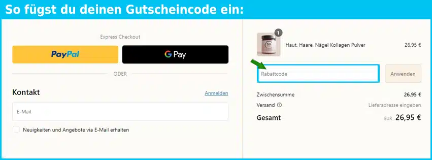 kollageninstitut Gutschein einfuegen und sparen blau