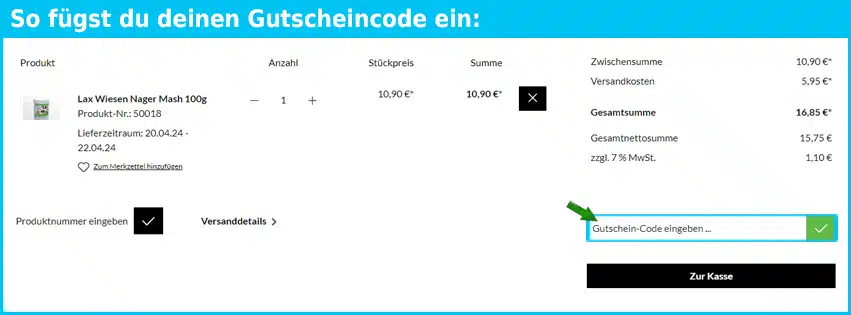 lax-tierfutter Gutschein einfuegen und sparen blau