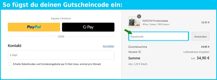 natgym Gutschein einfuegen und sparen blau