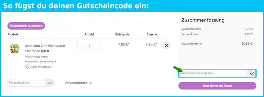 stoffywelt Gutschein einfuegen und sparen blau