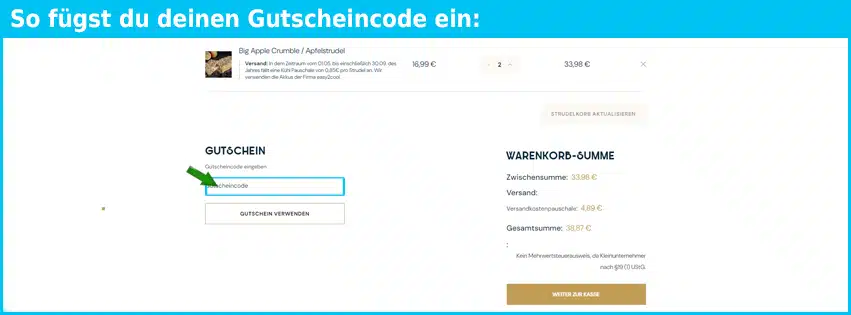 strudelwerk Gutschein einfuegen und sparen blau