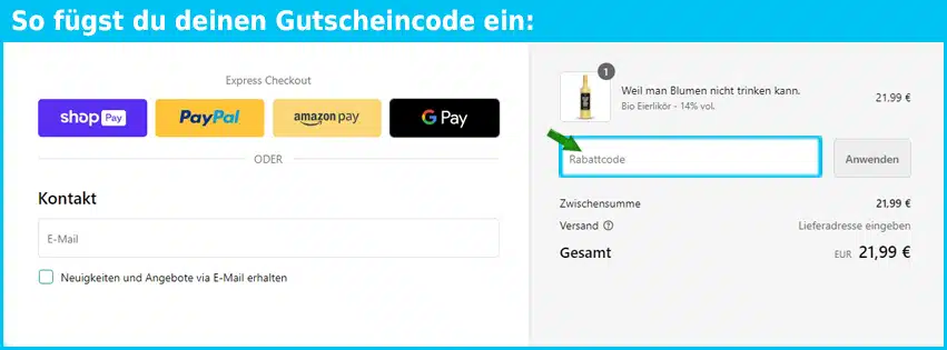 trinkspruch.me Gutschein einfuegen und sparen blau