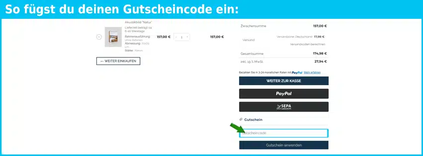 xb-acoustics Gutschein einfuegen und sparen blau