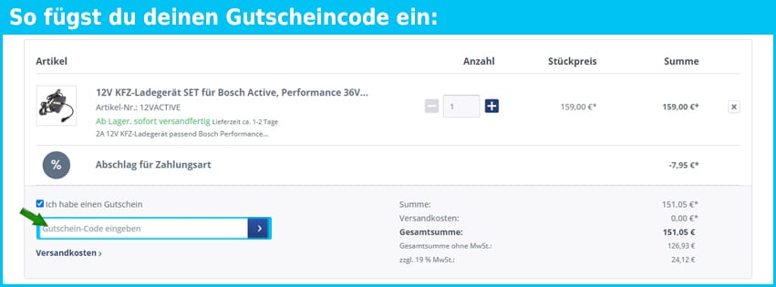 akkushop.de Gutschein einfuegen und sparen blau