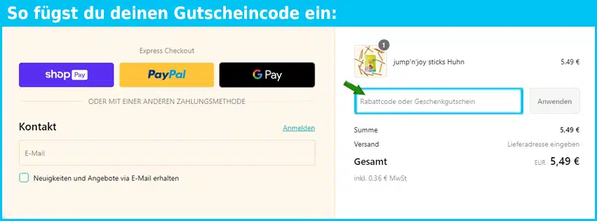 amigu Gutschein einfuegen und sparen blau