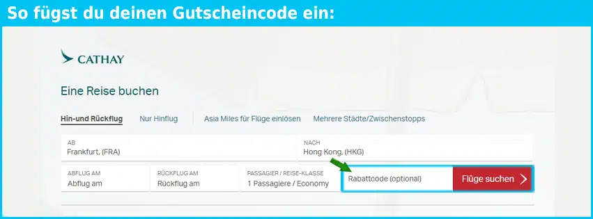 cathaypacific Gutschein einfuegen und sparen blau