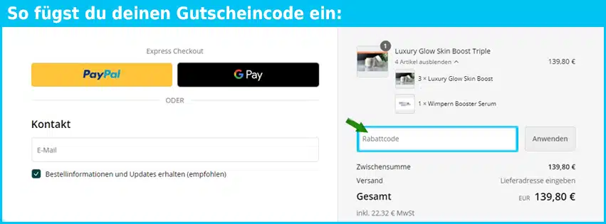 effectxmed Gutschein einfuegen und sparen blau