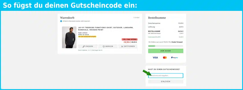 happy-size-outlet Gutschein einfuegen und sparen blau