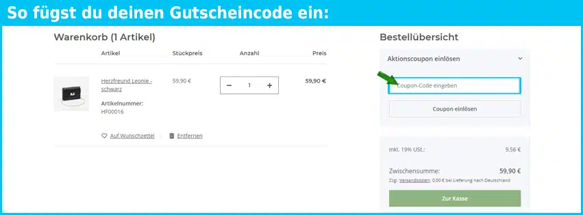 herzfreund Gutschein einfuegen und sparen blau