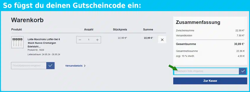kotters Gutschein einfuegen und sparen blau