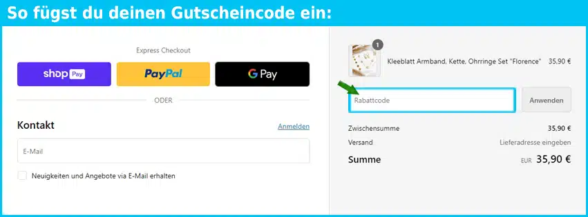lumiere-elegance Gutschein einfuegen und sparen blau