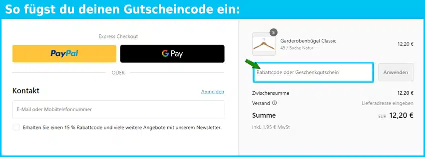 mawa Gutschein einfuegen und sparen blau