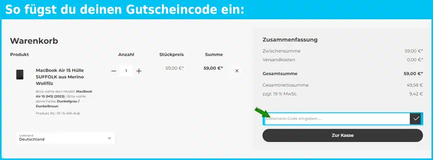 pack-smooch Gutschein einfuegen und sparen blau