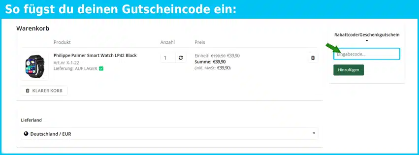 prydligt Gutschein einfuegen und sparen blau