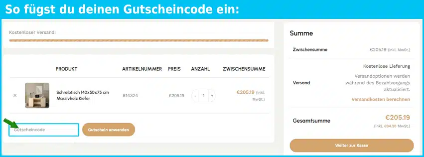 urban-lifestyle Gutschein einfuegen und sparen blau