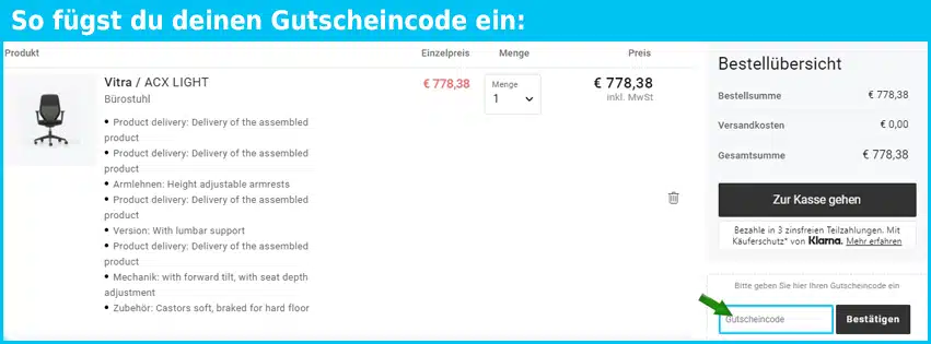archiproducts Gutschein einfuegen und sparen blau
