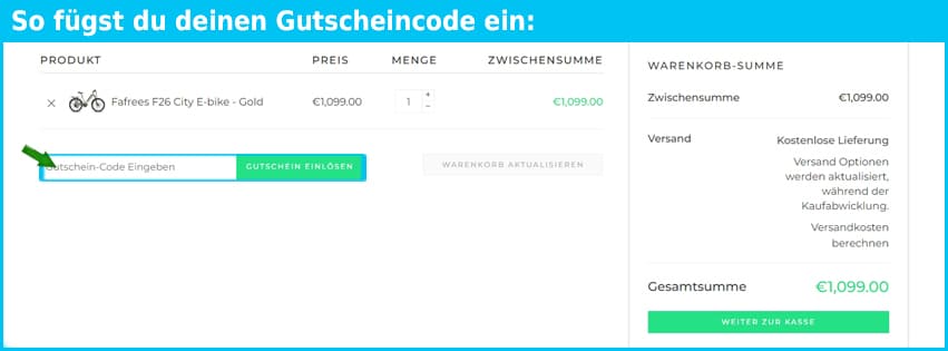 bikehello Gutschein einfuegen und sparen blau