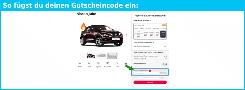 bipicar Gutschein einfuegen und sparen blau