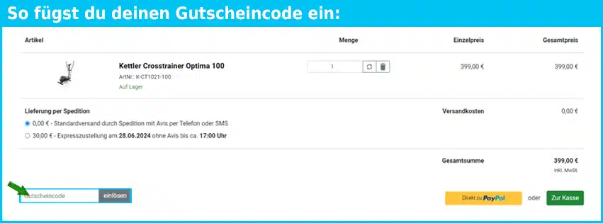 fitshop Gutschein einfuegen und sparen blau