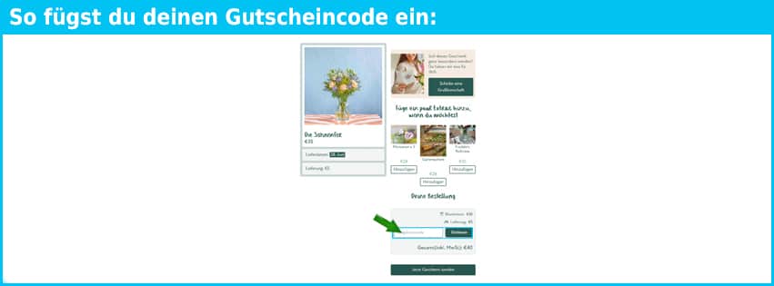 freddiesflowers Gutschein einfuegen und sparen blau