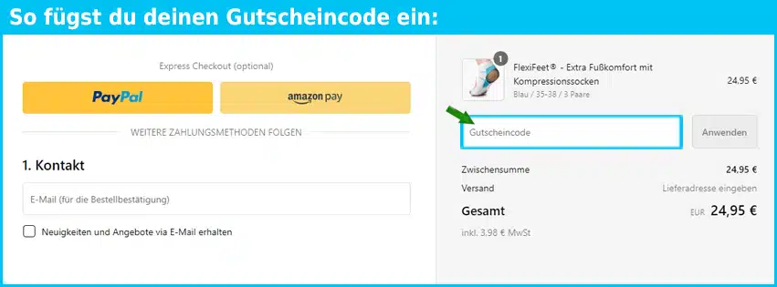 healthson Gutschein einfuegen und sparen blau