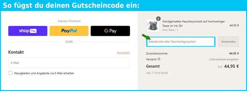 petsuns Gutschein einfuegen und sparen blau