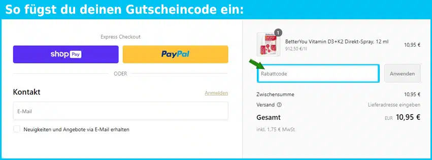 bakanasan Gutschein einfuegen und sparen blau