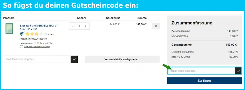 basquido.de Gutschein einfuegen und sparen blau