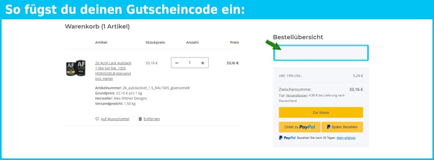 lackvomprofi Gutschein einfuegen und sparen blau