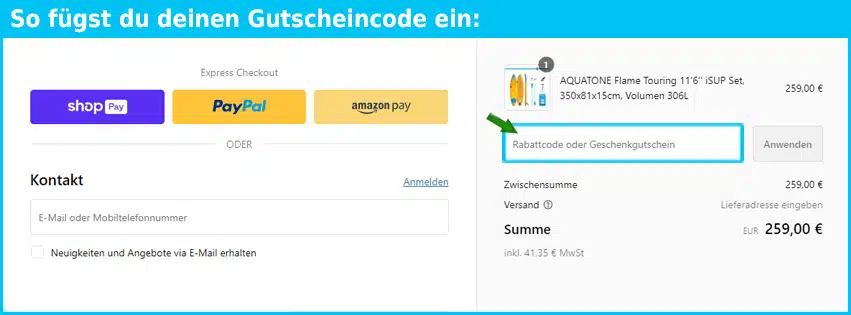 lukadora Gutschein einfuegen und sparen blau