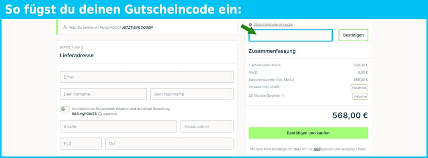 myswooop Gutschein einfuegen und sparen blau