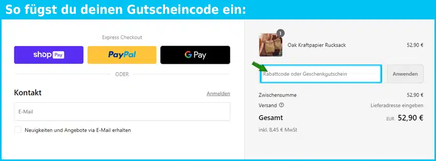 paperandsons Gutschein einfuegen und sparen blau