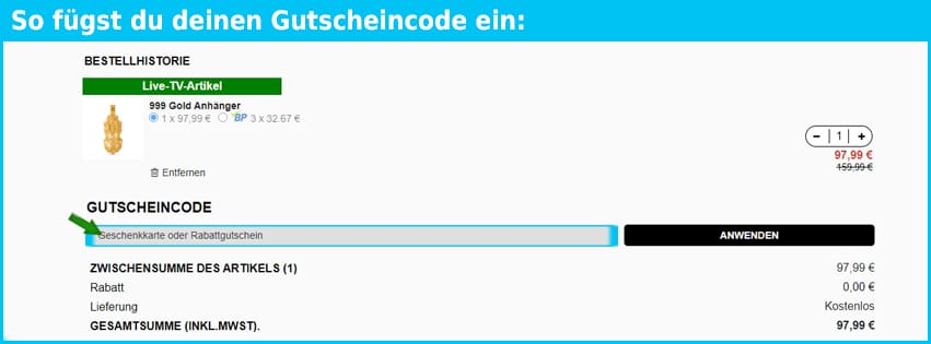 shoplc Gutschein einfuegen und sparen blau