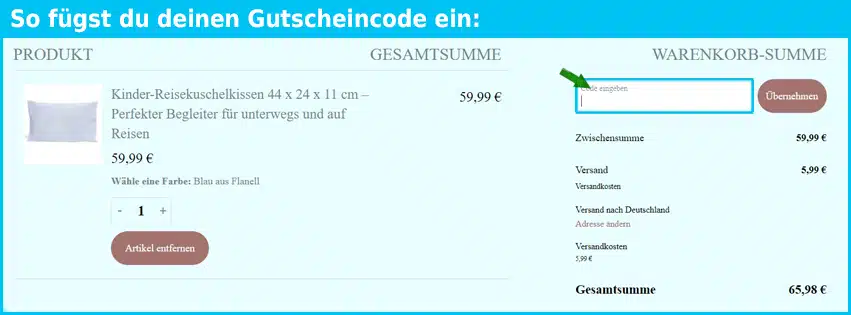annabellesdream Gutschein einfuegen und sparen blau