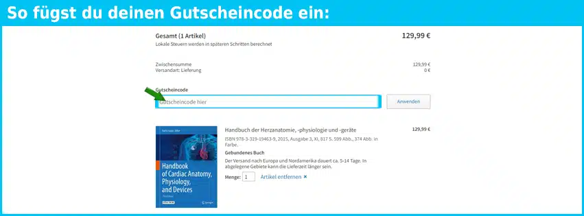 springer Gutschein einfuegen und sparen blau