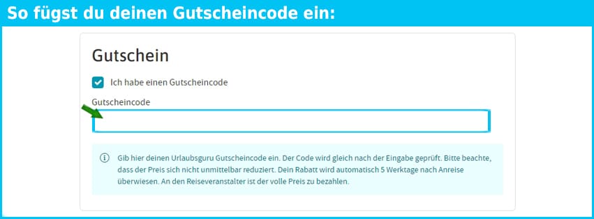 urlaubsguru Gutschein einfuegen und sparen blau