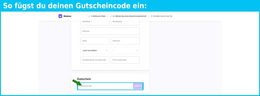 webme Gutschein einfuegen und sparen blau