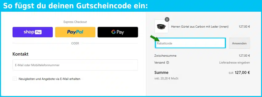 assure Gutschein einfuegen und sparen blau