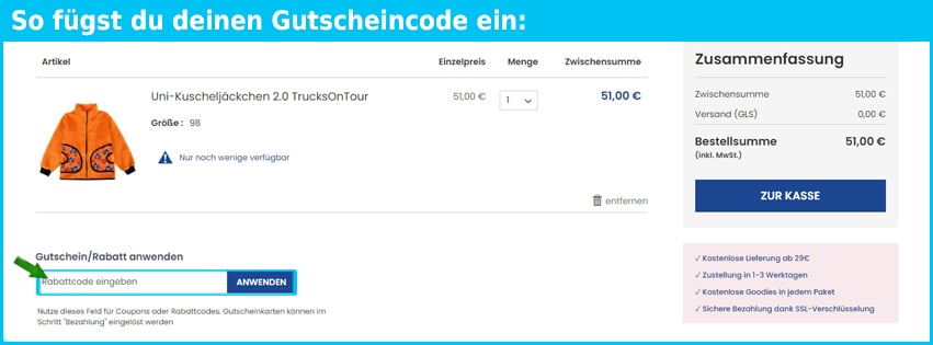 babauba Gutschein einfuegen und sparen blau