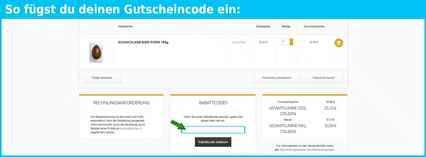 cocoro Gutschein einfuegen und sparen blau