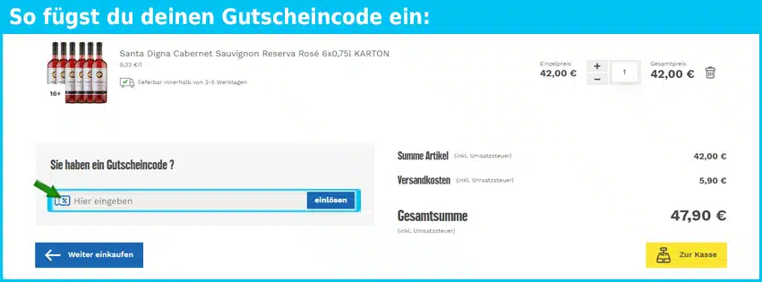 edeka24 Gutschein einfuegen und sparen blau