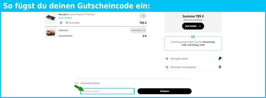 thomann Gutschein einfuegen und sparen blau