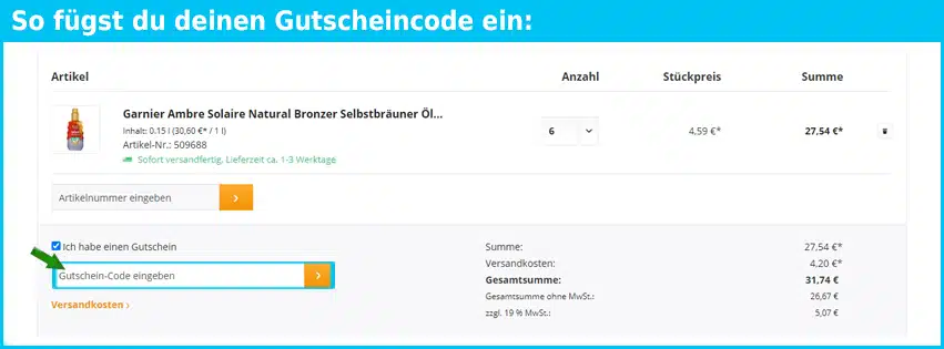 tribellium Gutschein einfuegen und sparen blau
