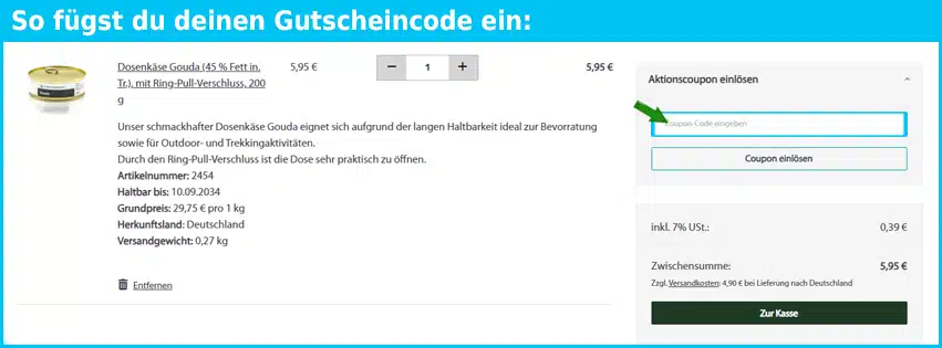 feddeck-dauerwaren Gutschein einfuegen und sparen blau
