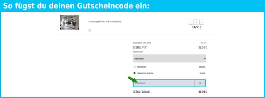fitnessspiegel Gutschein einfuegen und sparen blau
