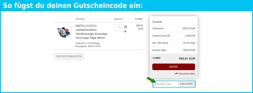 hbh24online Gutschein einfuegen und sparen blau