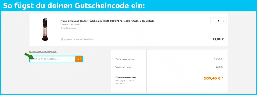 hitseller Gutschein einfuegen und sparen blau