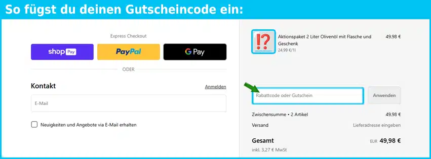olivenzauber Gutschein einfuegen und sparen blau