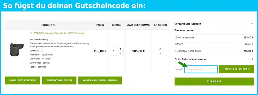 procavallo Gutschein einfuegen und sparen blau